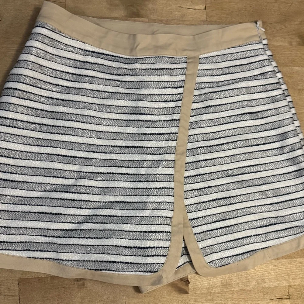 NWT If Only Studio Striped Cotton-Blend Surplice Skort